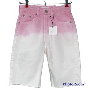NWT Zara Pink White Ombré Dyed Denim Bermuda Shorts - Size 00